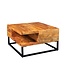 Invicta Interior Massief houten salontafel GIANT 60cm natuurlijke Sheesham steenafwerking metaal zwart met plank - 43750