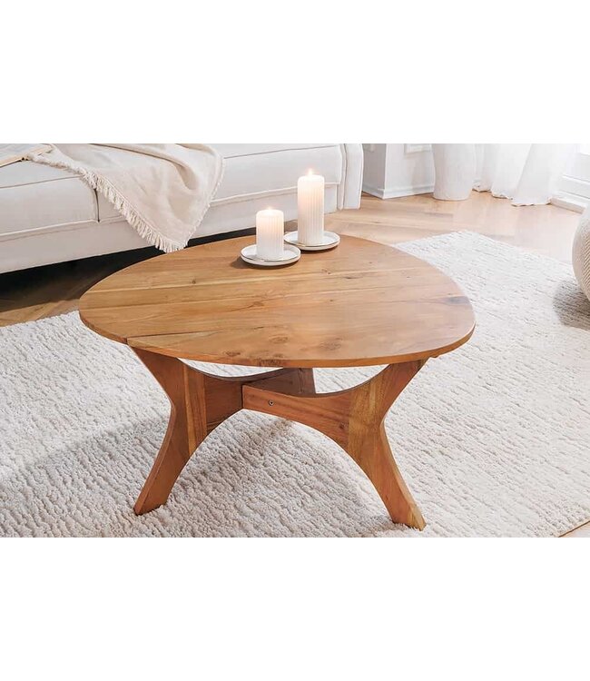 Invicta Interior Massief houten salontafel ARCHITECTURE 70 cm natuurlijke honing afwerking acacia driehoekig - 43739