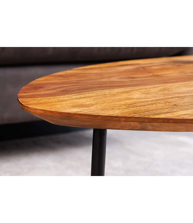 Invicta Interior Massief houten salontafel BEAUTY BY NATURE 90 cm bruin Sheesham stenen afwerking driehoekig - 43748