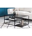 Invicta Interior Industriële salontafel DURA STEEL 100cm zwart metaal met 2 opbergvakken - 41726