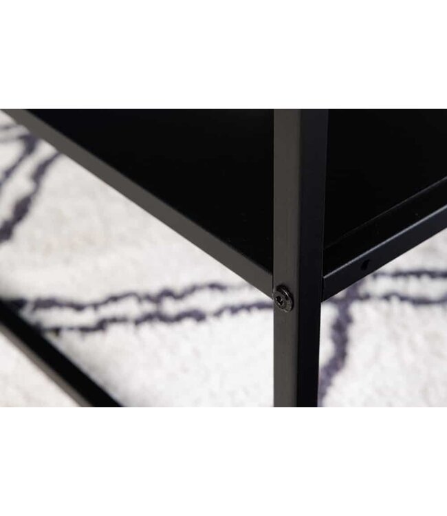 Invicta Interior Industriële salontafel DURA STEEL 100cm zwart metaal met 2 opbergvakken - 41726