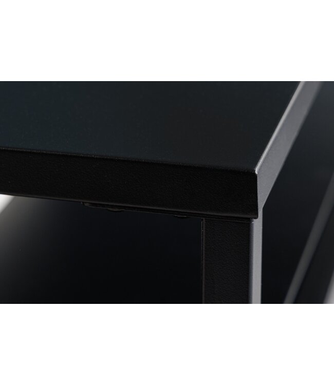 Invicta Interior Industriële salontafel DURA STEEL 100cm zwart metaal met 2 opbergvakken - 41726