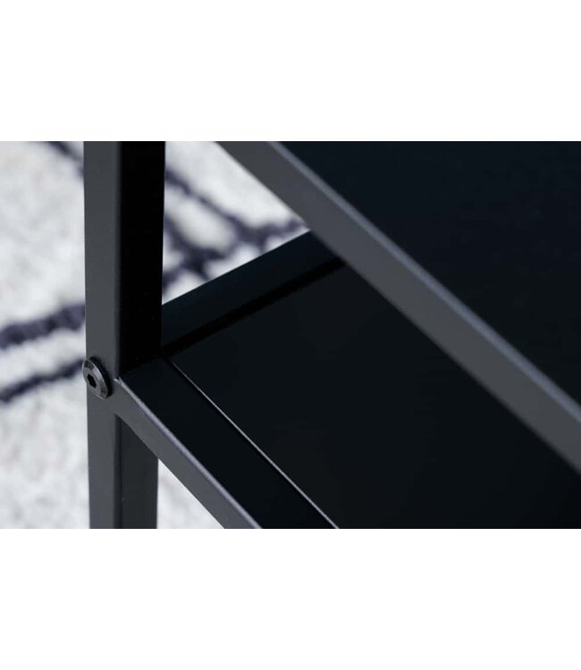 Invicta Interior Industriële salontafel DURA STEEL 100cm zwart metaal met 2 opbergvakken - 41726