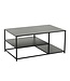 Invicta Interior Industriële salontafel DURA STEEL 100cm zwart metaal met 2 opbergvakken - 41726