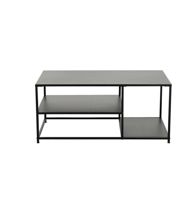 Invicta Interior Industriële salontafel DURA STEEL 100cm zwart metaal met 2 opbergvakken - 41726