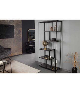 Invicta Interior Moderne boekenkast SLIM LINE 185 cm grafiet metalen staande plank - 44181