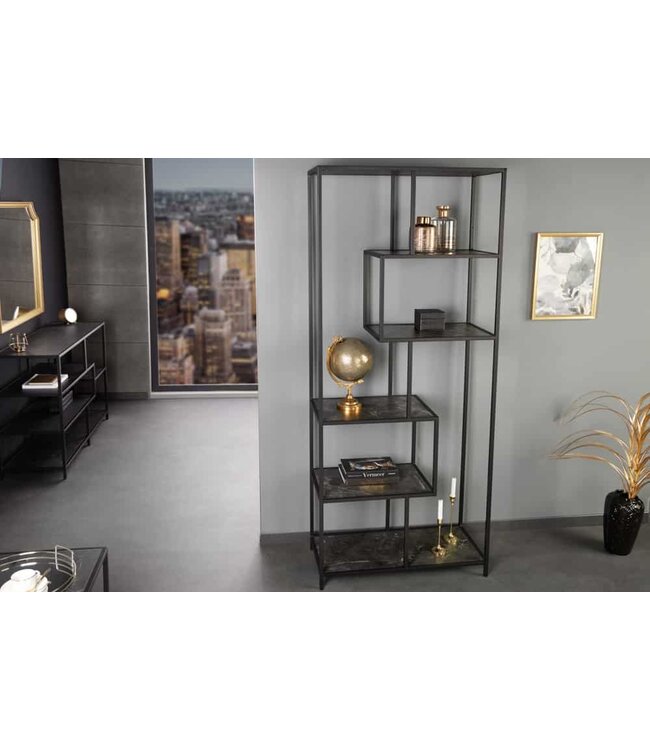 Invicta Interior Moderne boekenkast SLIM LINE 185 cm grafiet metalen staande plank - 44181