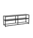Invicta Interior Industriële consoletafel DURA STEEL 120 cm zwarte metalen tv-plank met twee planken - 41732