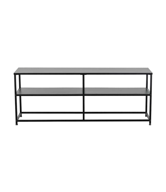 Invicta Interior Industriële consoletafel DURA STEEL 120 cm zwarte metalen tv-plank met twee planken - 41732