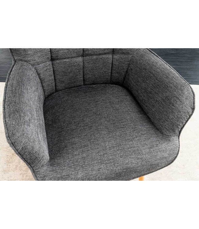 Invicta Interior Moderne fauteuil SCANDINAVIA grijze structuurstof massief houten poten met armleuningen - 44023