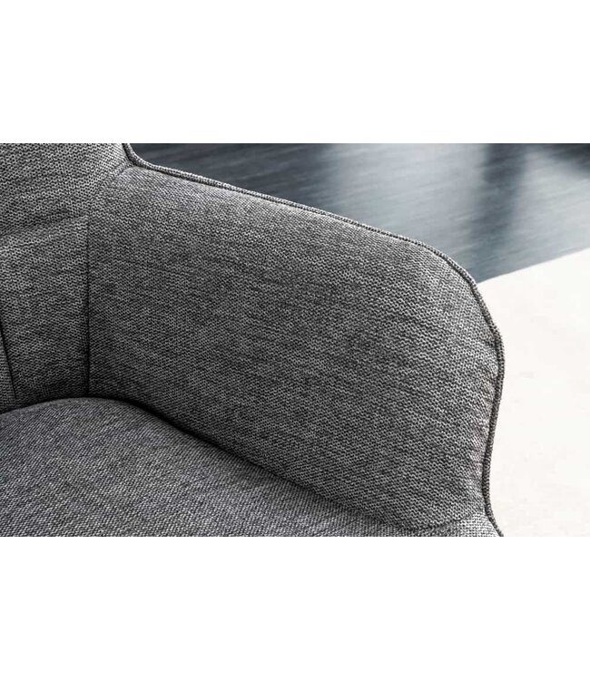 Invicta Interior Moderne fauteuil SCANDINAVIA grijze structuurstof massief houten poten met armleuningen - 44023