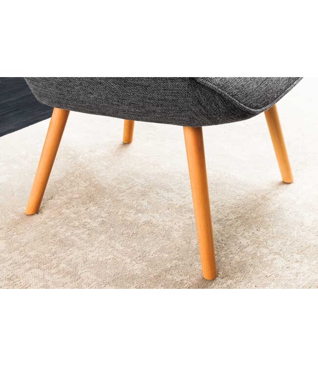 Invicta Interior Moderne fauteuil SCANDINAVIA grijze structuurstof massief houten poten met armleuningen - 44023