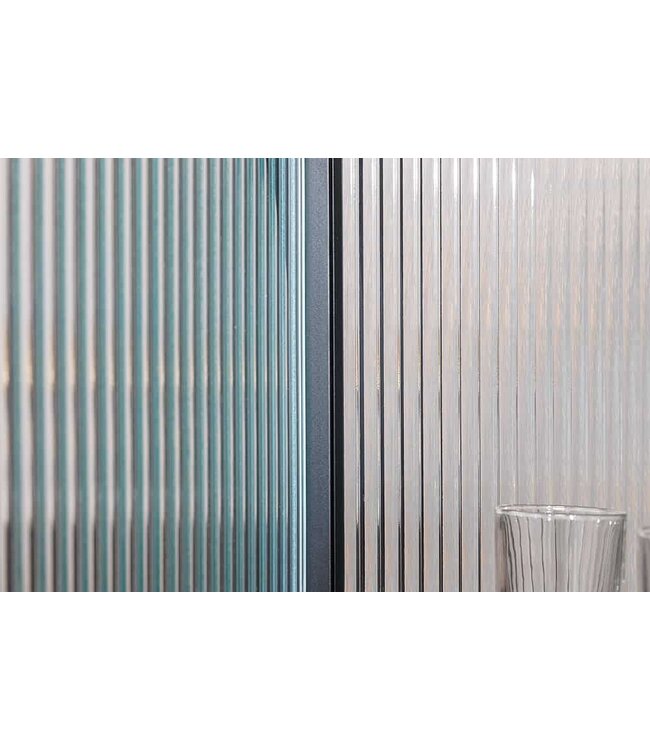 Invicta Interior Moderne vitrinekast PARIS 110cm Zwart Goud Geruit Glas Metaal Dressoir Kabinet - 43331