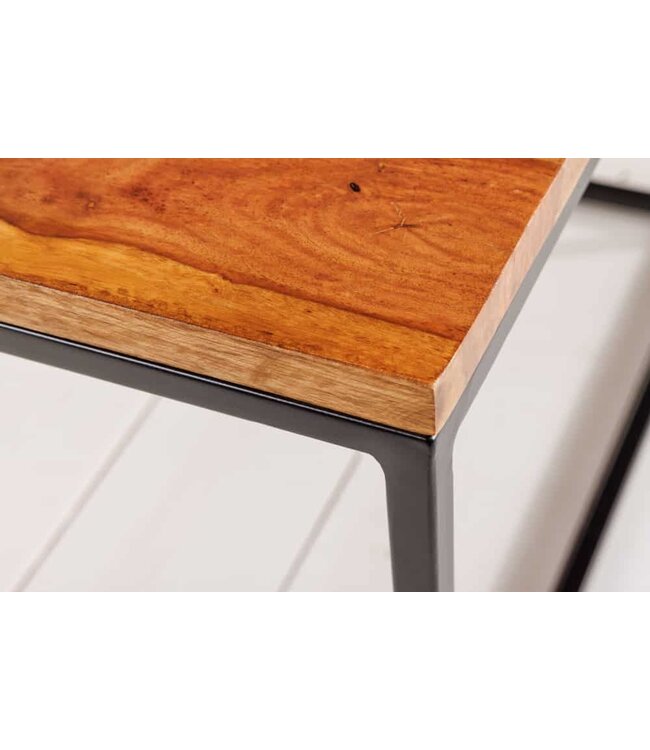 Invicta Interior Massief houten salontafel ARCHITECTURE 100 cm bruin sheesham stenen metalen frame - 43118