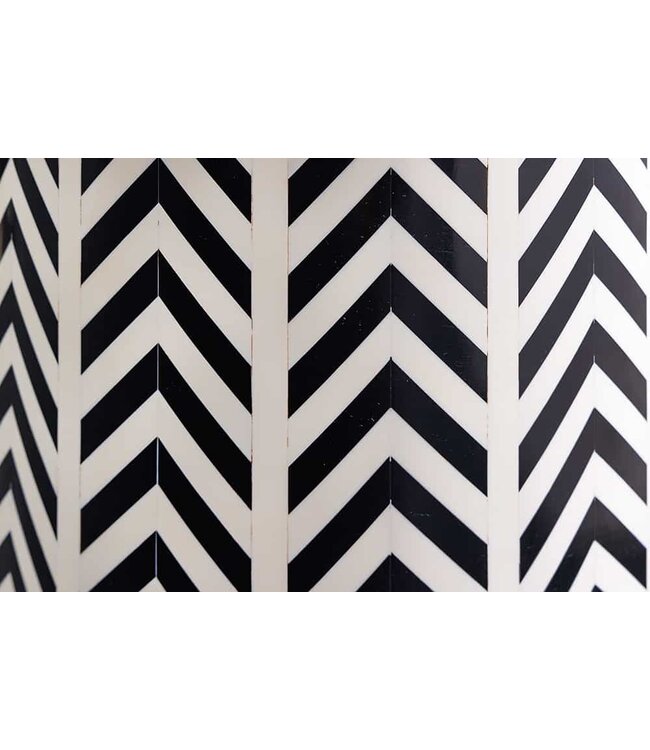 Invicta Interior Bone Inleg Bijzettafel HARMONY NATURE 45cm Rond Wit Zwart Ingelegd Arts & Crafts - 43660