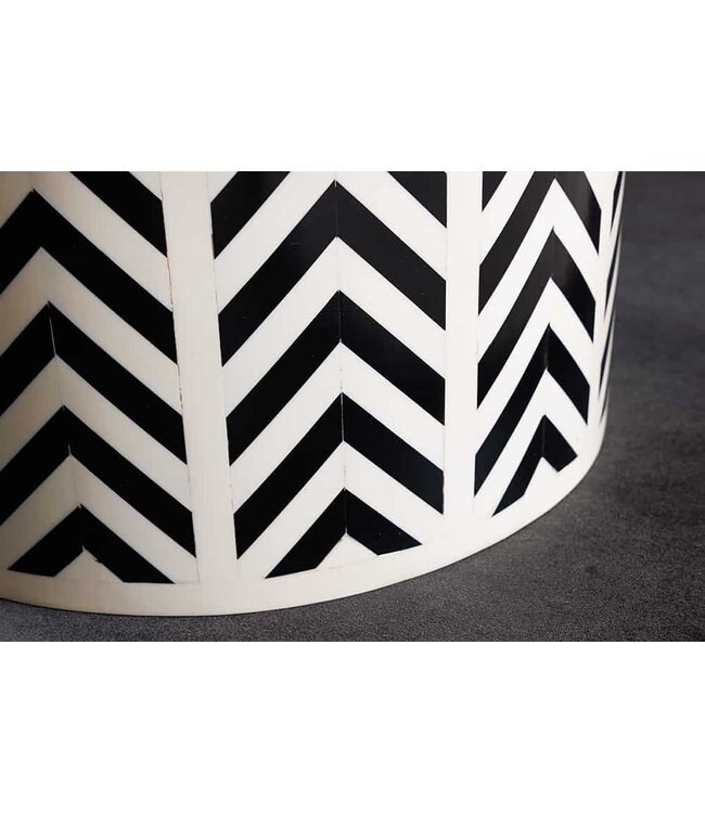 Invicta Interior Bone Inleg Bijzettafel HARMONY NATURE 45cm Rond Wit Zwart Ingelegd Arts & Crafts - 43660