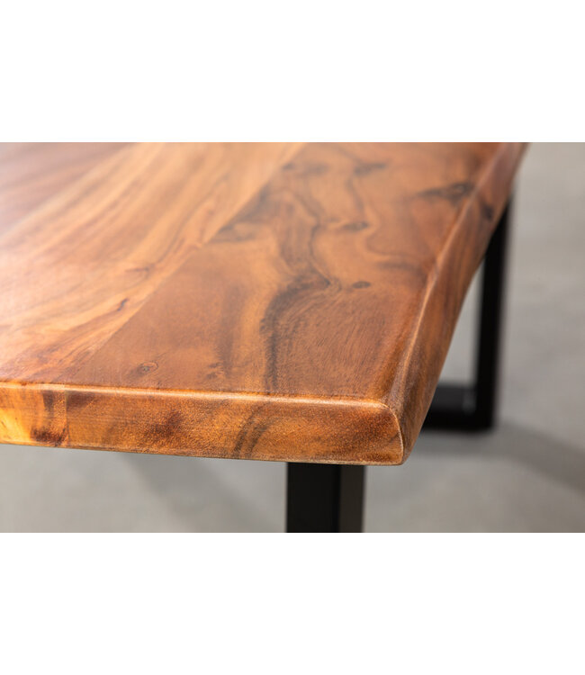 Invicta Interior Massief houten salontafel MAMMUT 120 cm Acacia naturel V-frame zwart 2,5 cm tafelblad - 41655