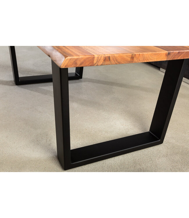 Invicta Interior Massief houten salontafel MAMMUT 120 cm Acacia naturel V-frame zwart 2,5 cm tafelblad - 41655