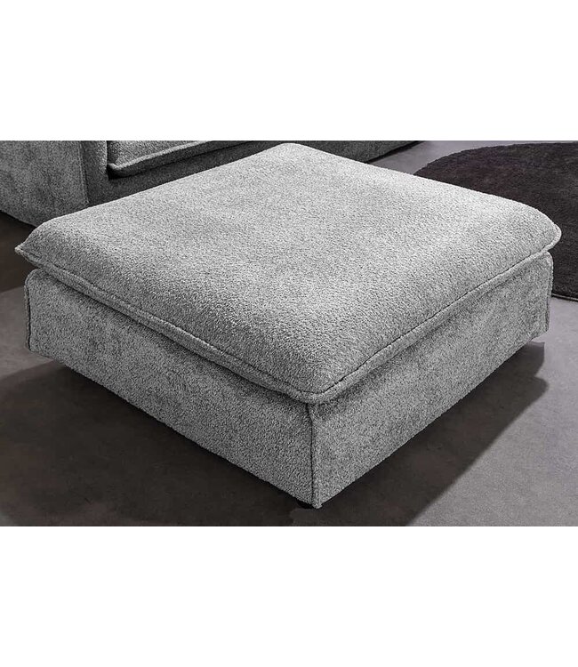 Invicta Interior Grote kruk HEAVEN 100cm Grijs Bouclé Ottomaanse Veerkern - 44191
