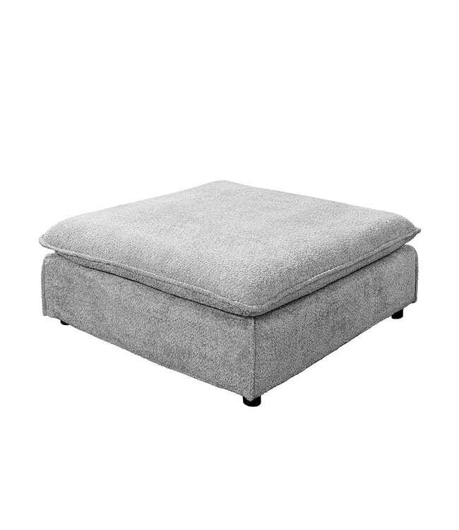 Invicta Interior Grote kruk HEAVEN 100cm Grijs Bouclé Ottomaanse Veerkern - 44191