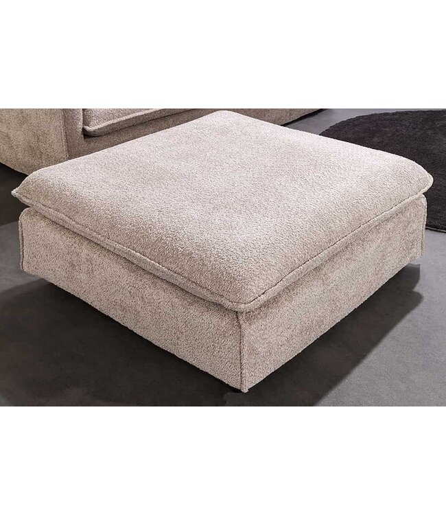 Invicta Interior Grote kruk HEAVEN 100cm champagne beige Bouclé Ottomaanse lente kern - 44186