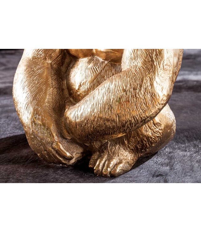 Invicta Interior Ronde salontafel WILDLIFE KONG 60cm goud metaal glazen aap beeldje gorilla sculptuur handgemaakt - 43518