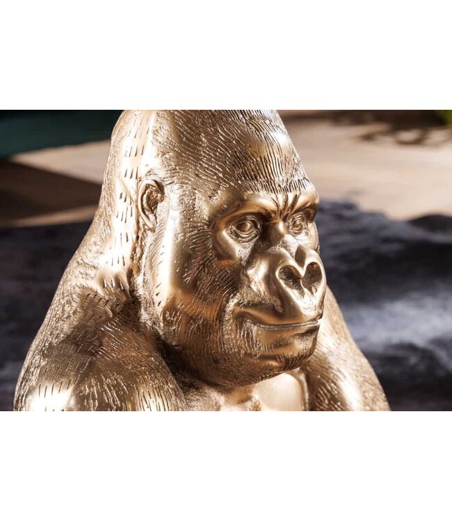 Invicta Interior Ronde salontafel WILDLIFE KONG 60cm goud metaal glazen aap beeldje gorilla sculptuur handgemaakt - 43518