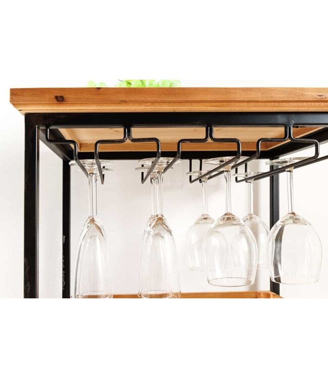 Invicta Interior Massief houten wijnrek SEVENS SEAS 120 cm natuurlijk grenenhout zwart metalen flessenrek - 43921