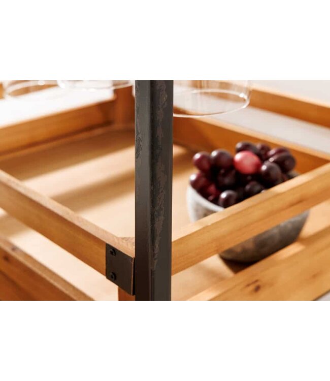 Invicta Interior Massief houten wijnrek SEVENS SEAS 120 cm natuurlijk grenenhout zwart metalen flessenrek - 43921