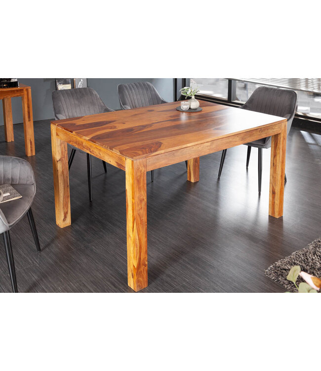 Invicta Interior Massief houten eettafel PURE 135 cm bruin sheeshamhout met een unieke nerf - 43752
