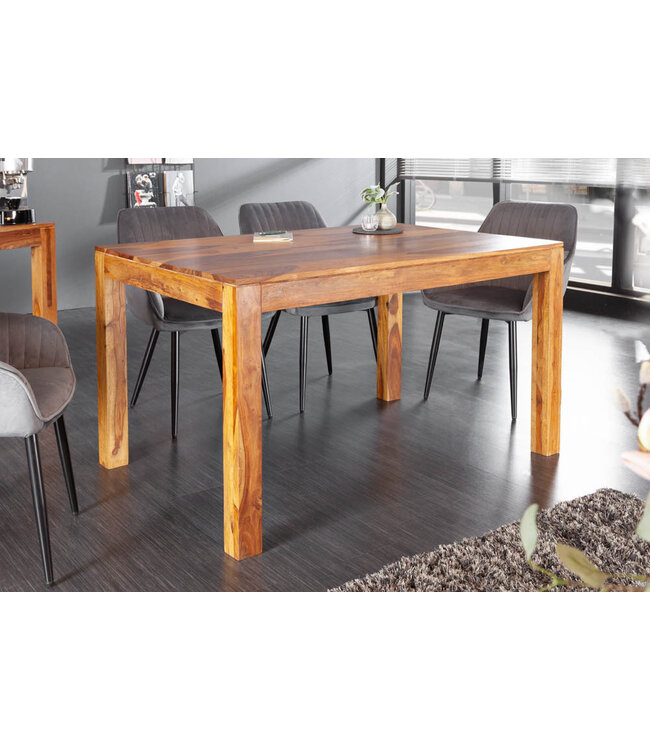 Invicta Interior Massief houten eettafel PURE 135 cm bruin sheeshamhout met een unieke nerf - 43752