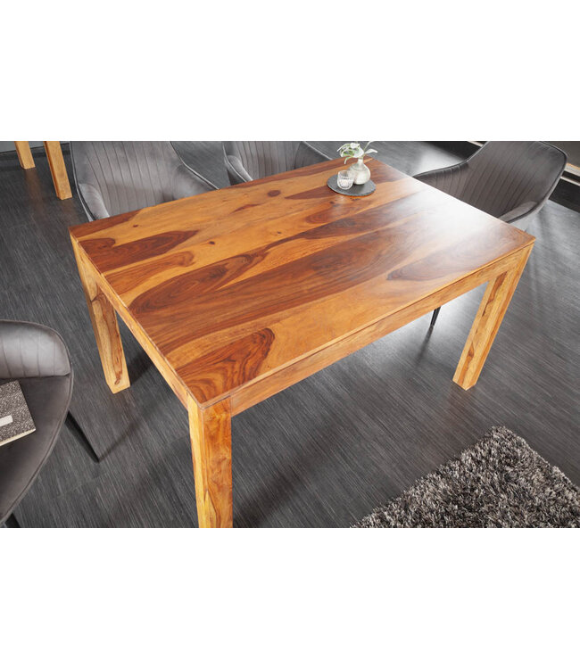 Invicta Interior Massief houten eettafel PURE 135 cm bruin sheeshamhout met een unieke nerf - 43752