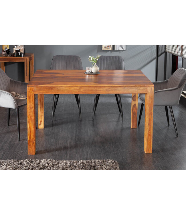 Invicta Interior Massief houten eettafel PURE 135 cm bruin sheeshamhout met een unieke nerf - 43752