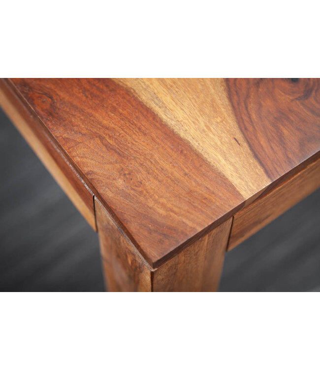 Invicta Interior Massief houten eettafel PURE 135 cm bruin sheeshamhout met een unieke nerf - 43752