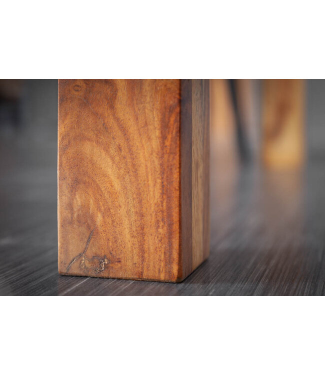Invicta Interior Massief houten eettafel PURE 135 cm bruin sheeshamhout met een unieke nerf - 43752