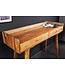 Invicta Interior Massief houten wandtafel BEAUTY BY NATURE 110 cm bruin bureau met sheeshamstenen afwerking - 43751