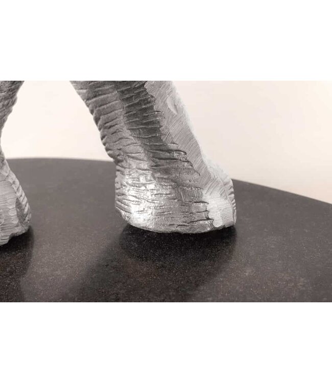 Invicta Interior Ronde Bijzettafel ELEPHANT 80cm Zilver Metaal Glas Marmeren Sculptuur Handgemaakt - 43557