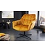 Invicta Interior Draaifauteuil PAPILLON mosterdgeel fluweel zwart metaal in hoogte verstelbaar met armleuning - 44228