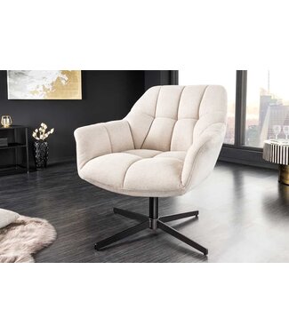 Invicta Interior Draaifauteuil PAPILLON champagne beige zwart metaal in hoogte verstelbaar met armleuning - 44226