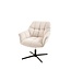 Invicta Interior Draaifauteuil PAPILLON champagne beige zwart metaal in hoogte verstelbaar met armleuning - 44226