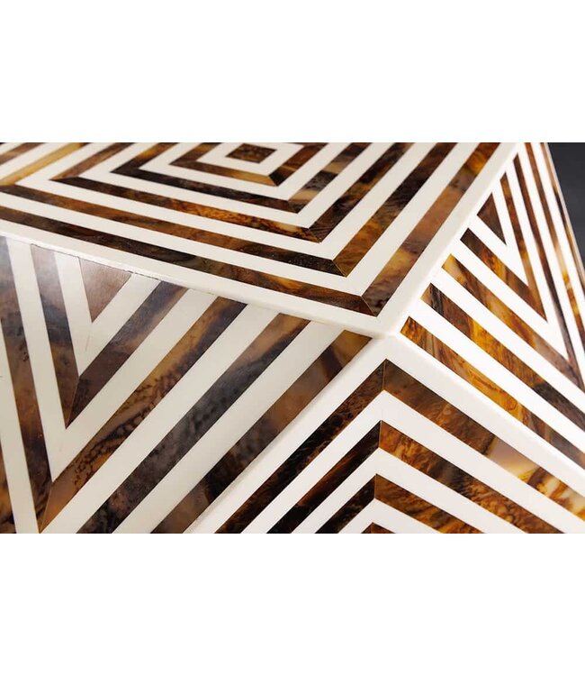 Invicta Interior Been Inleg Bijzettafel HARMONY NATURE 60cm Bruin Wit Ingelegd Arts & Crafts - 43662