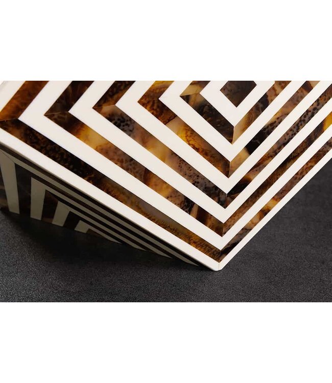 Invicta Interior Been Inleg Bijzettafel HARMONY NATURE 60cm Bruin Wit Ingelegd Arts & Crafts - 43662