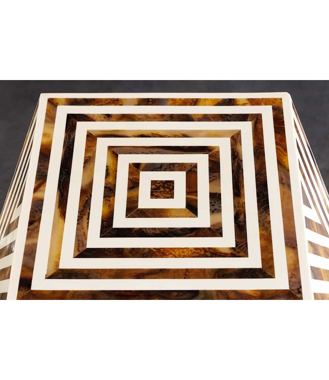 Invicta Interior Been Inleg Bijzettafel HARMONY NATURE 60cm Bruin Wit Ingelegd Arts & Crafts - 43662