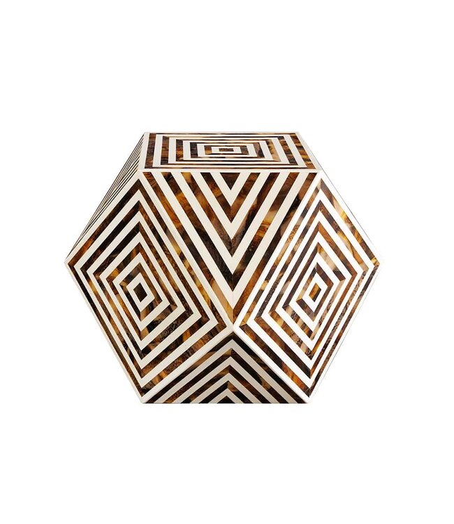 Invicta Interior Been Inleg Bijzettafel HARMONY NATURE 60cm Bruin Wit Ingelegd Arts & Crafts - 43662