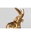 Invicta Interior Ronde bijzettafel ELEPHANT 80cm goud metaal glas marmeren sculptuur handgemaakt - 43558