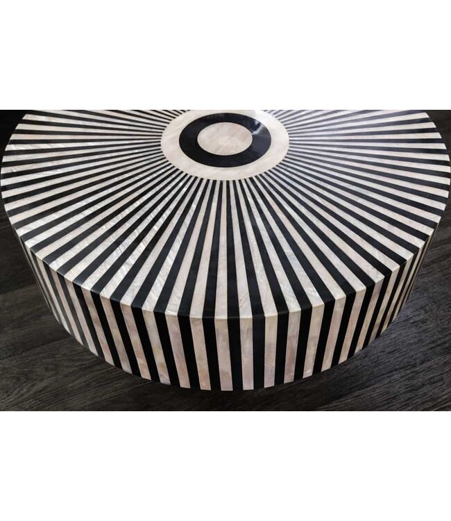 Invicta Interior Bone Inlay Salontafel HARMONY NATURE 60cm Rond Zwart Wit Goud Ingelegd Arts & Crafts - 42800