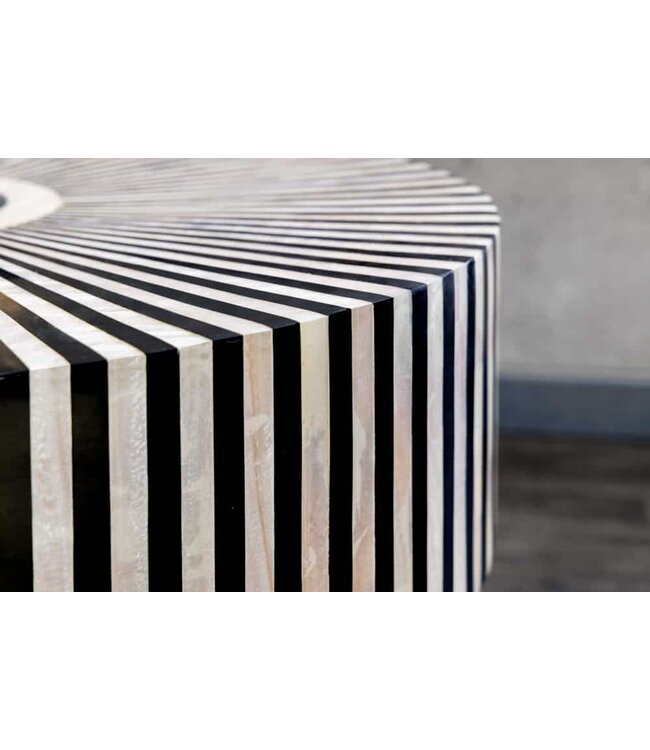 Invicta Interior Bone Inlay Salontafel HARMONY NATURE 60cm Rond Zwart Wit Goud Ingelegd Arts & Crafts - 42800