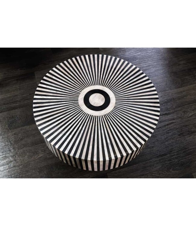 Invicta Interior Bone Inlay Salontafel HARMONY NATURE 60cm Rond Zwart Wit Goud Ingelegd Arts & Crafts - 42800