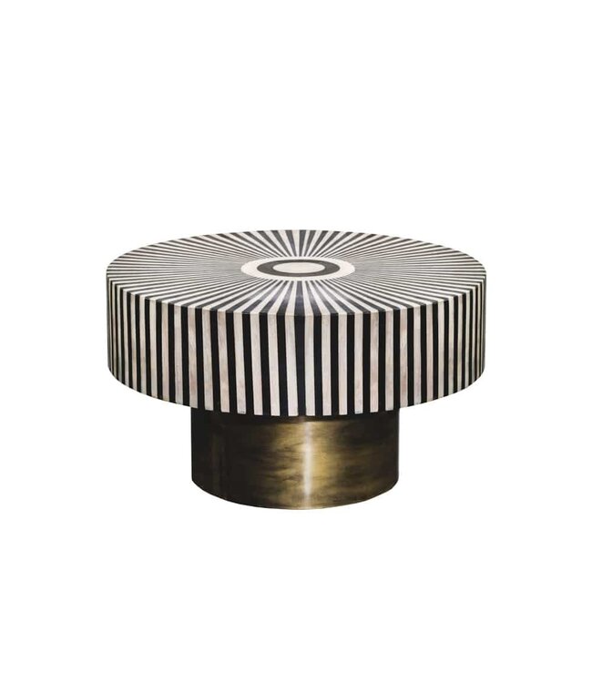 Invicta Interior Bone Inlay Salontafel HARMONY NATURE 60cm Rond Zwart Wit Goud Ingelegd Arts & Crafts - 42800