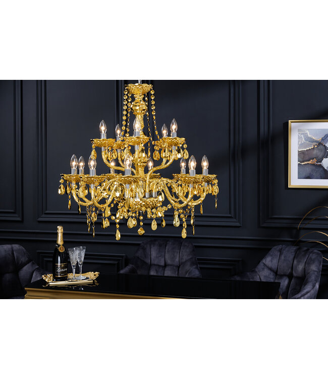 Invicta Interior Design kroonluchter CRYSTAL XL 80cm goud 15-armige kroonluchter kristallen lamp - 43168